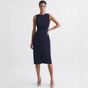 REISS Layla Sleeveless Bodycon Midi Navy Dress